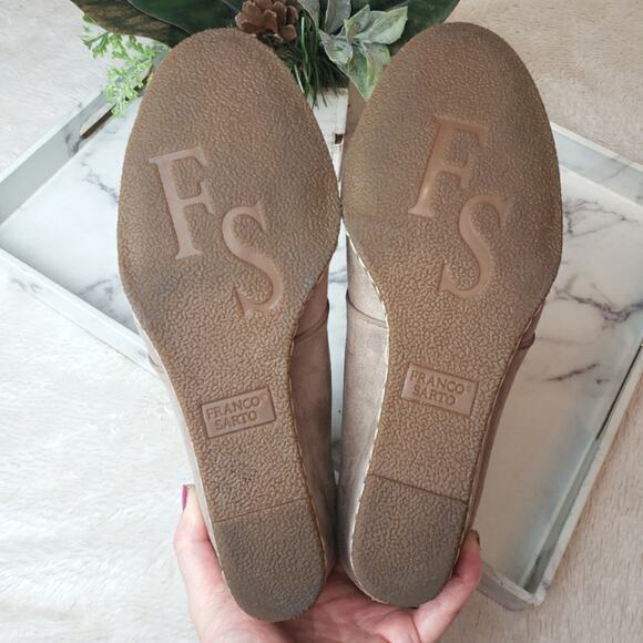 FRANCO SARTO Tan Annabelle Lace Up Wedge Ankle Boots Size 8.5 - Picture 7 of 11